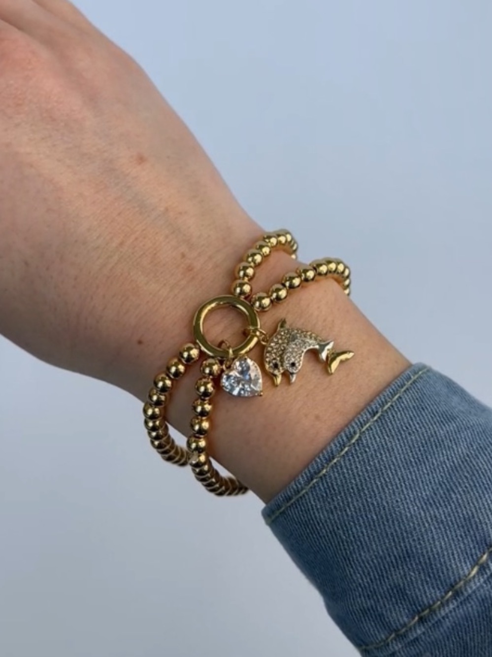 Alex and Ani Dolphin Double Stretch Bracelet-Gold MSRP $38